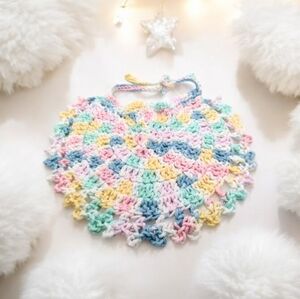 Handmade Crotchet Unisex Baby Drooling Bib NEW Back Tie Cotton Pastel Multicolor